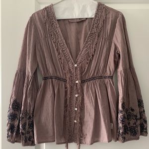 Odd Molly Fringe Embroidered Floral Blouse